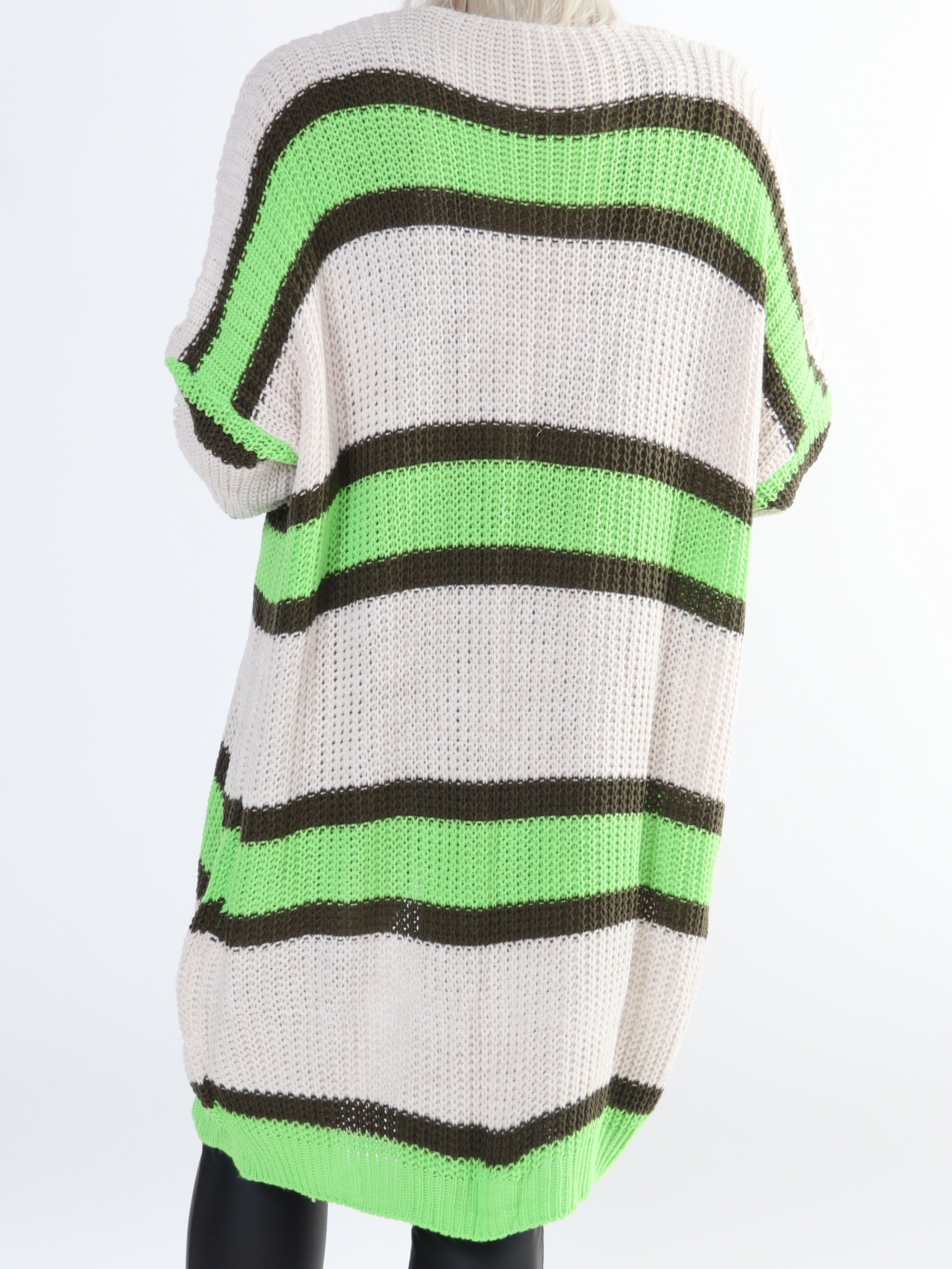 Kata - Flerfärgad randig plus size stickad kofta